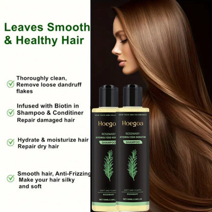 Rosemary Vitamin C Keratin Shampoo Set 3 Bottles — Deep Cleanse Moisturize & Strengthen Hair, Scalp Stimulating Antioxidant Formula, Smooth Shiny Frizz-Free Results, Holiday Hair Care Gift for Women & Men