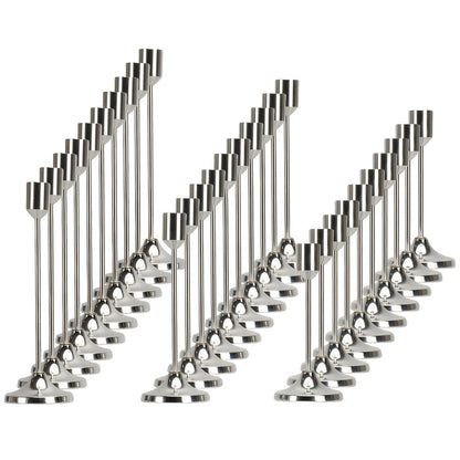 Candle Holder Set 30-Piece Metal Taper Stands in Three Heights with Gold, Silver or Black Finish Options