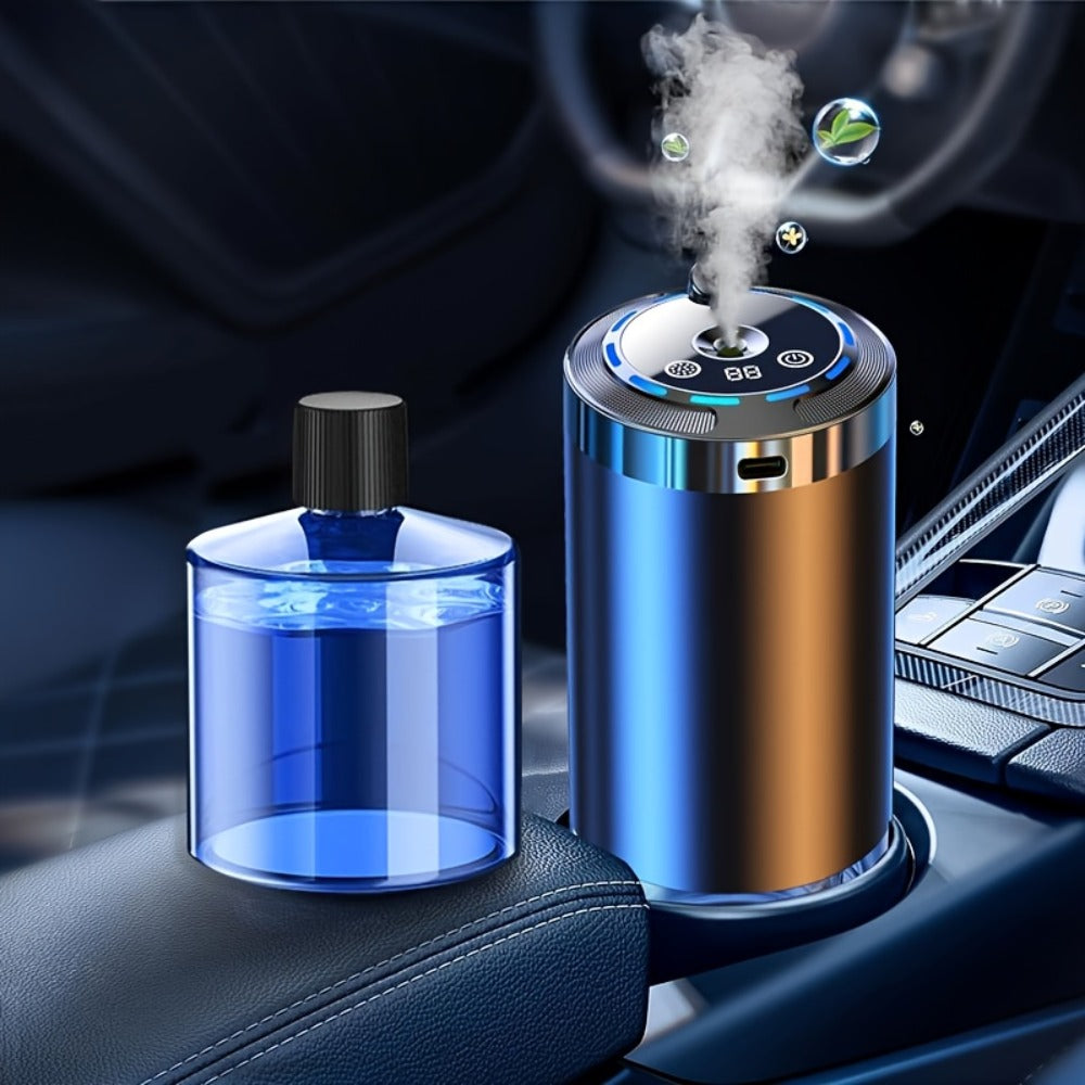 Car Aroma Diffuser - Smart In-Car Essential Oil Diffuser with Ambient RGB Light & Starlight Projection, Auto On/Off, Long-Lasting Natural Fragrance for Car, Home & Office (Gardenia or Cologne Scent)