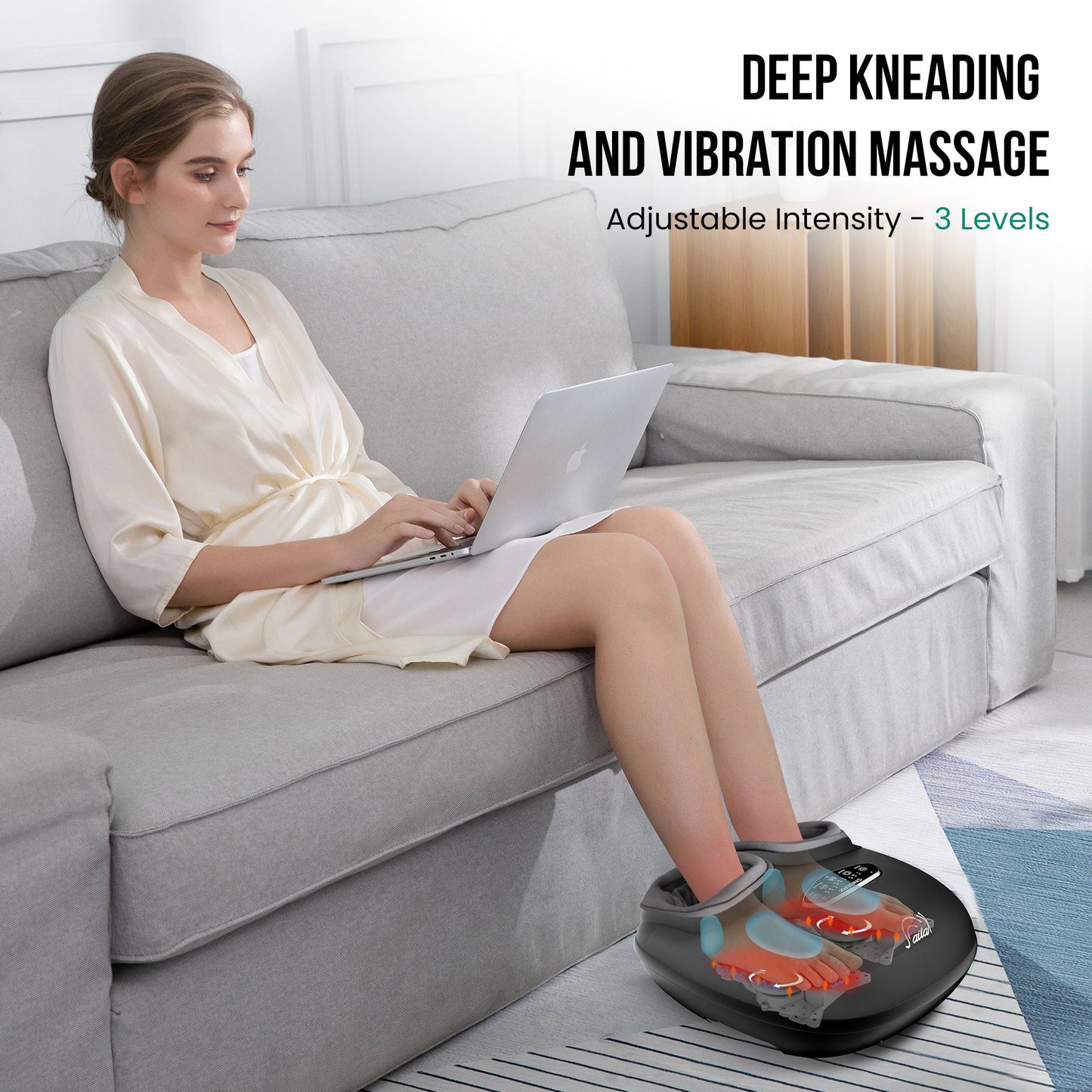 Shiatsu Foot Massager with Heat – Deep Kneading, Compression & Vibration, Electric Foot Massage Machine for Men Women, Fits Size Up to 13