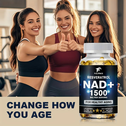 Dietary Supplement NAD+ Formula with Nicotinamide Riboside and Resveratrol Capsules, 120 Count