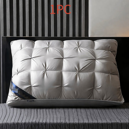 Soft Polyester Fiber Bed Pillow with Satin Cover and Zipper in White or Gray, One or Four-Pack Options