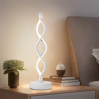 Table Lamp with Spiral LED Wave, Three Color Temperatures, USB Power and One, Two or Wood-Base Options