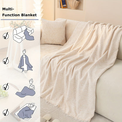 Sofa Cover 300 GSM Solid Chenille Throw with Fringe in Four Colors and Sizes from Single Seat to 71 x 150 Inches