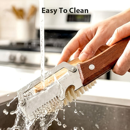 Two-Piece Zhoshuai Vegetable Peeler Set with Wood Handles, Scallion Comb and Bottle-Opening Cutout