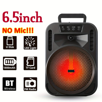 8-Inch Bluetooth Party Speaker with LED Lights & Wired Microphone – TWS Stereo Bass Boost, FM Radio, USB TF AUX Playback, Rechargeable Battery, Portable Wireless Speaker for Outdoor Parties & Karaoke