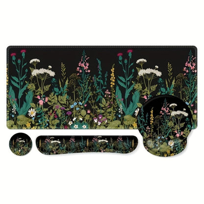XXL Gaming Desk Mat & Mouse Pad Wrist Rest Set 4-in-1 Bundle – Keyboard Wrist Rest, Mouse Wrist Rest & Coaster, Ergonomic Home Office Computer Desk Pad