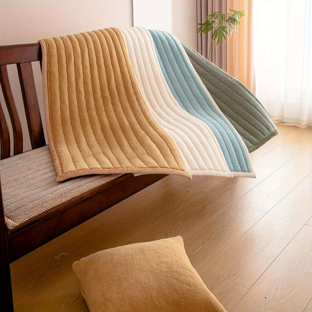 Sofa Cover Bohemian Short-Plush Quilted Panels for Armrest, Backrest and 2 to Large 4-Seater Sofas