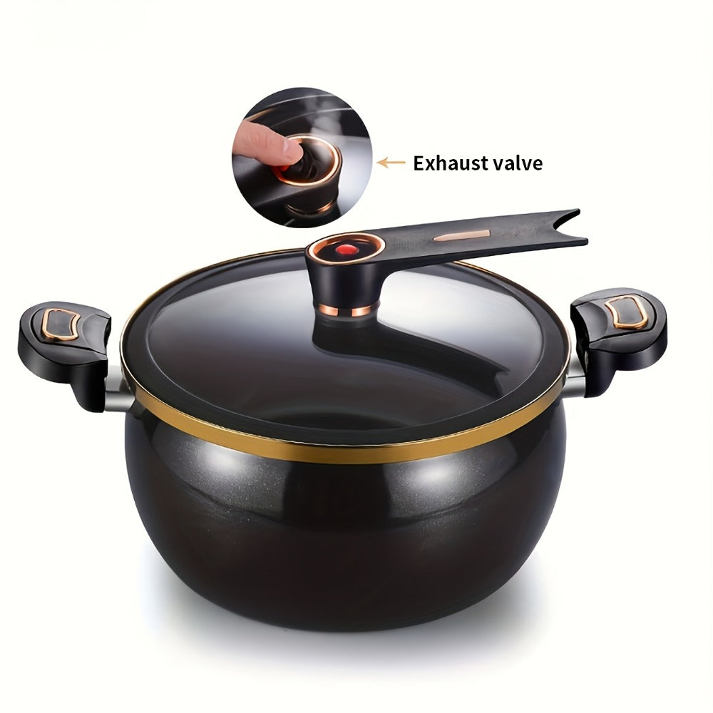 Ceramic-Coated Stockpot Cookware with 8.45QT Capacity, Twist-Lock Lid Handle and Three Colors