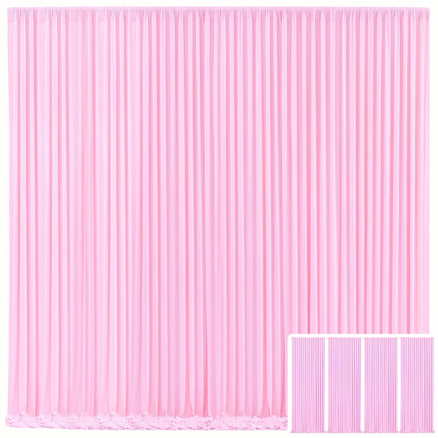 Backdrop Curtains 4 Pack 59x118 Inch – Wrinkle-Resistant Non-Transparent Party Decoration Fabric with Pole Pocket, Machine Washable & Reusable for Wedding, Birthday, Christening, Graduation & Holiday Events