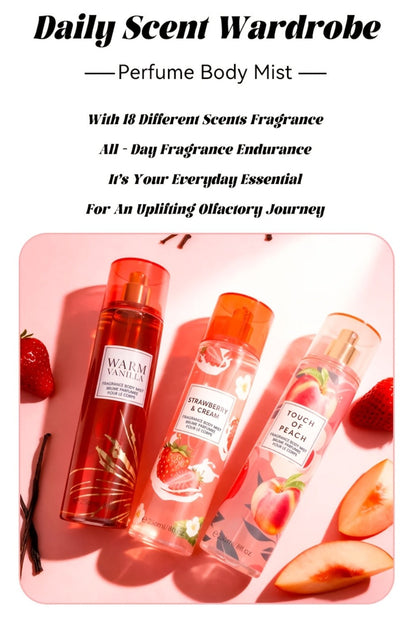 Body Spray for Women 4-Pack 8.4oz Each Hair Body Fragrance Mist Set 20 Floral Fruity Scents Daily Use Gift Value Bundle 250ml Per Bottle