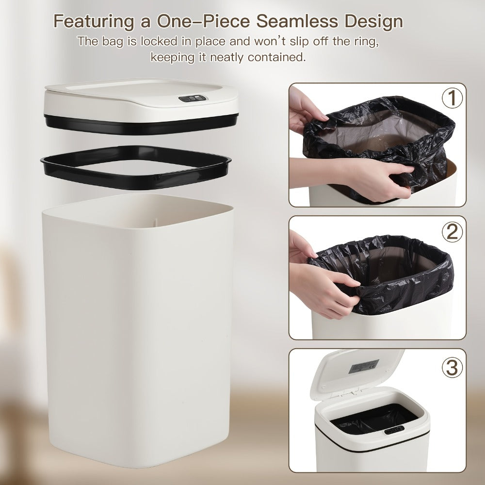 Motion Sensor Trash Can Touchless – Smart Hands-Free Trash Bin with Sealing Lid & Odor-Blocking Technology, Trash Bag Fixing Ring, Easy Clean Durable Design for Kitchen, Office & Bathroom