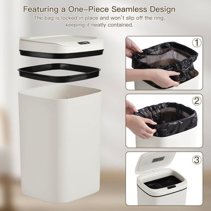 Motion Sensor Trash Can Touchless – Smart Hands-Free Trash Bin with Sealing Lid & Odor-Blocking Technology, Trash Bag Fixing Ring, Easy Clean Durable Design for Kitchen, Office & Bathroom