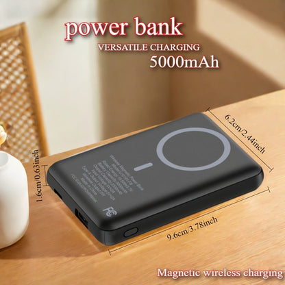 5000mAh-Labeled Magnetic Wireless Power Bank with White Ring Bundle or Blue Upgrade Option