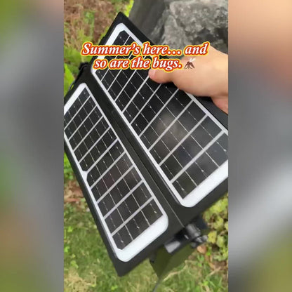 Dual-Panel Solar Bug Zapper with Rectangular Blue Grid Light in One or Two-Piece Black Options