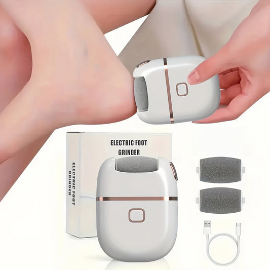 Callus Remover for Feet Electric Rechargeable Foot Grinder with 3 Grinding Heads & 2 Speed Settings – USB Portable Pedicure Tool for Cracked Heels Dry Dead Skin Removal Women Men