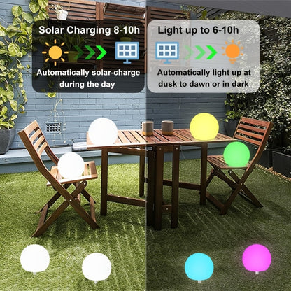Solar Outdoor Lights 8-Inch RGB Globe with Remote, 16 Colors, 8 Brightness Levels and 4 Effects
