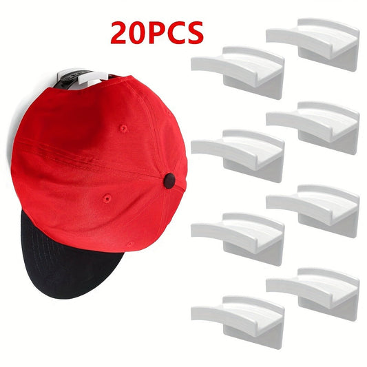 Hat Hooks Wall Mounted 20-Pack, Strong Adhesive Baseball Cap Hooks — No Drilling Multi-Purpose Hat Rack Organizer for Caps, Bags, Keys & More | Black & White