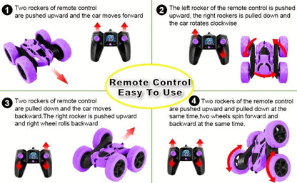 Remote Control Car, Double-Sided 360-Degree Flip Stunt Model with 2.4GHz Control, LED Lights and 1400mAh Battery