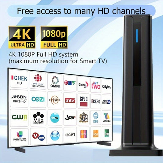 TV Antenna with Magnetic Vertical Base, 16-Foot Coaxial Cable, USB Amplifier and One or Two-Pack Options