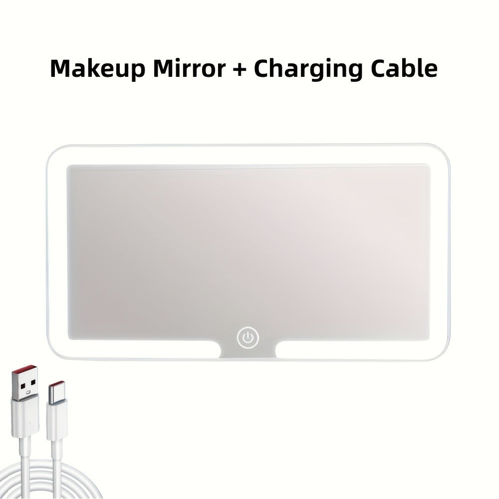 LED Car Visor Mirror Rechargeable – Ultra-Thin Vanity Mirror with 3 Light Modes (Daylight, Dashboard, Cockpit), Universal Fit for Cars, Trucks & SUVs, Gift for Women