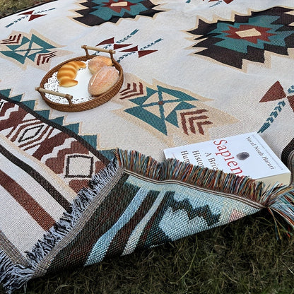 Sucre Pattern Outdoor Blanket in Protected 35.43-Inch Square or 35.4 x 70.9-Inch Rectangular Sizes