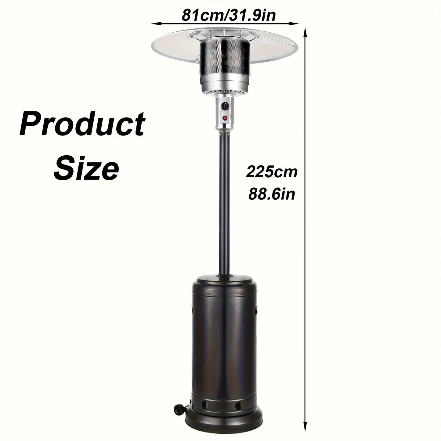Propane Patio Heater 47000 BTU Outdoor Standing Heater with Wheels, 18-Foot Heating Radius, Fast Heat in 1 Min, Auto Shut-Off, Triple Protection for Patio Garden Deck Backyard Balcony
