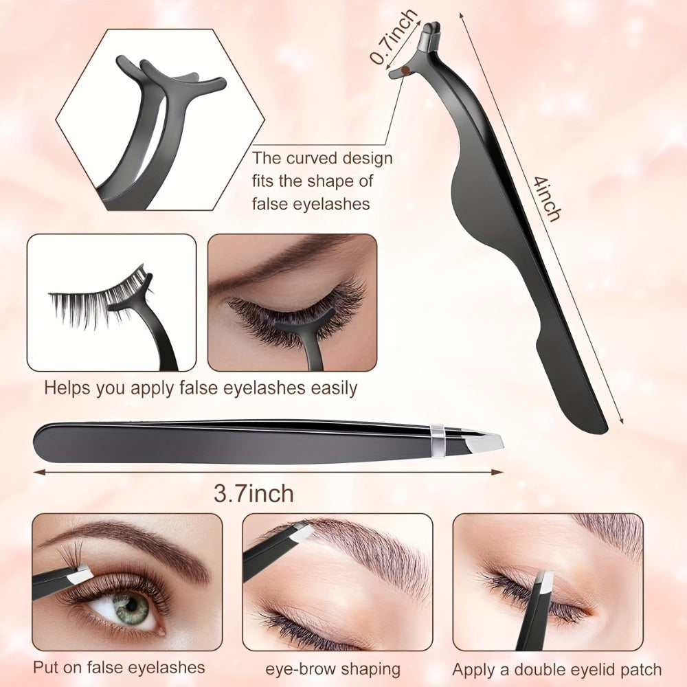 Sixty-Eight-Piece Makeup Tool Set with Black Brushes, Eyelash Accessories, Wash Bowl and Carry Bag
