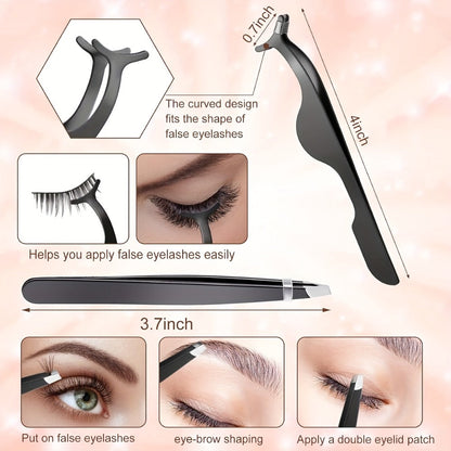 Sixty-Eight-Piece Makeup Tool Set with Black Brushes, Eyelash Accessories, Wash Bowl and Carry Bag