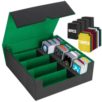 Five-Row Trading Card Storage Box with 48 Dividers, Five Foam Supports and 3200+ or 4000+ Capacity Options