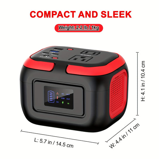 Portable Power Station 97.68Wh 120W with Six Outputs, AC Outlet, USB-C and LED Work Light for Camping