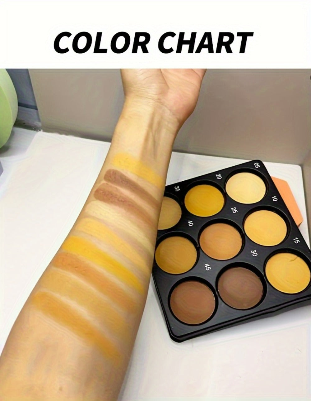 Nine-Color Contour and Face Makeup Palette with Mixed Light, Medium and Deep Pans in One Compact