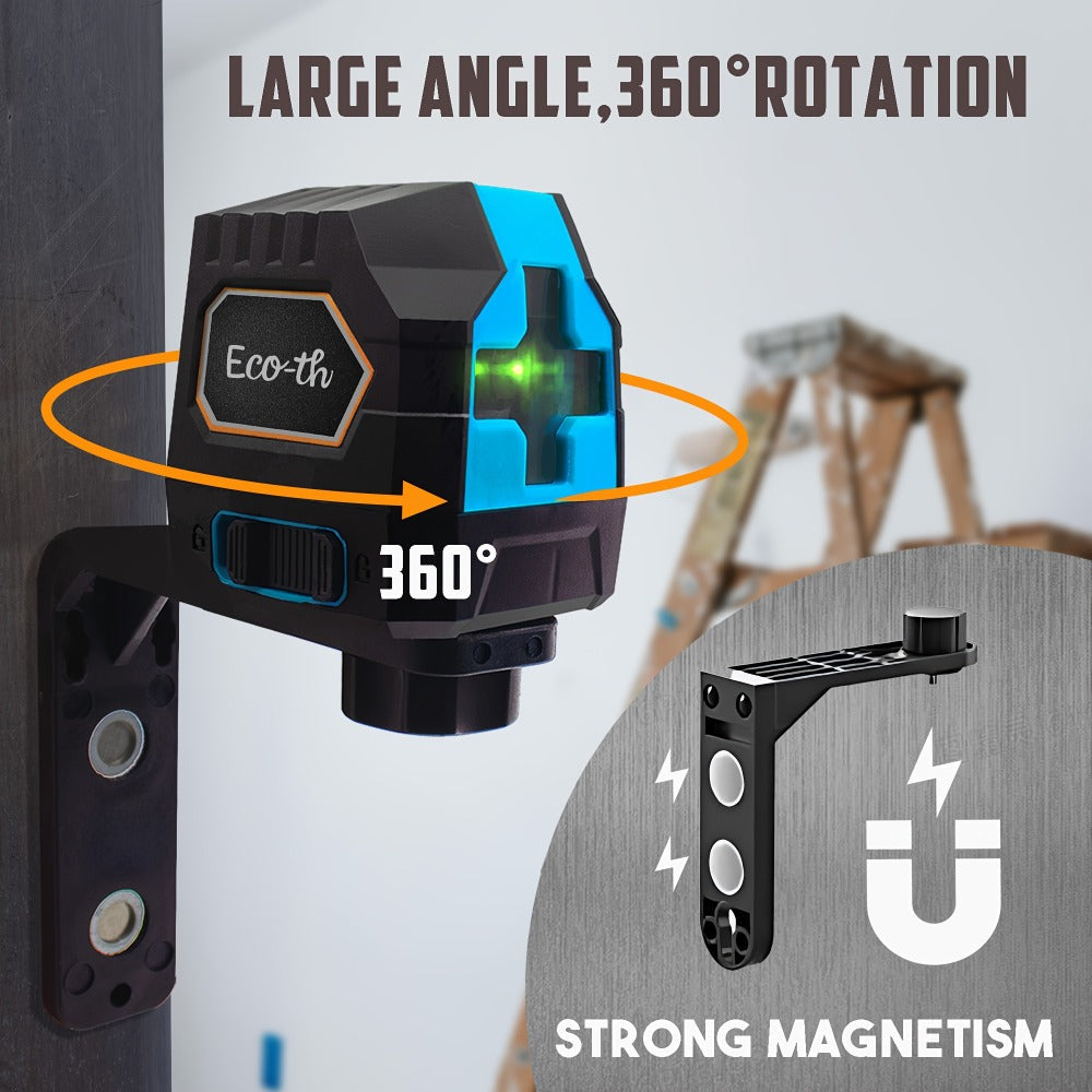 Compact Line Laser Level Kits in Four Model Packages with Bracket, Base and Battery Options