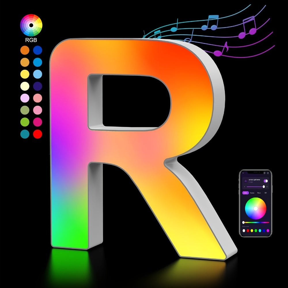 RGB LED Letter and Number Light with 38 Checkout Shapes, USB Power, App Control and Music Sync