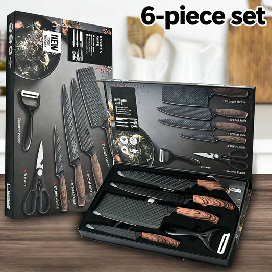 Kitchen Knife Set 6- or 7-Piece High-Carbon Stainless Steel with Wood Handles, Shears and Peeler