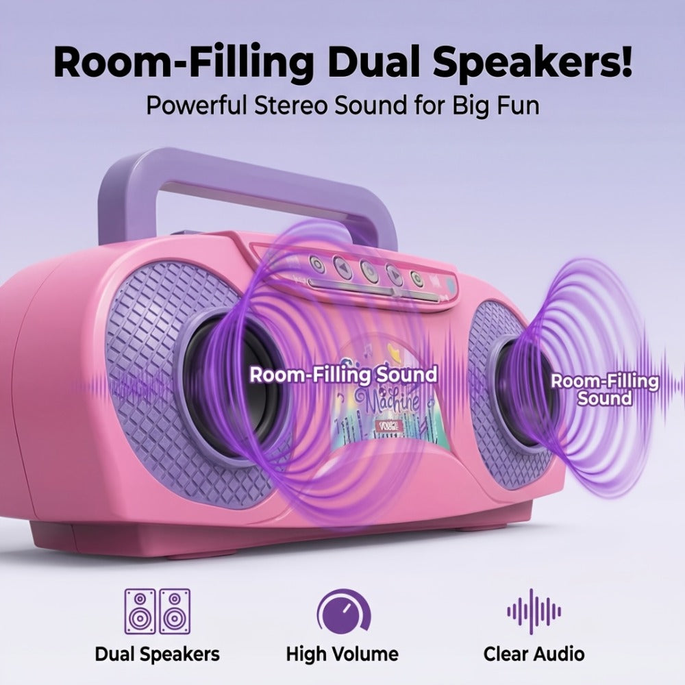Kids Light-Up Singing Machine Toy with Microphone – All-in-One Music Toy for Boys & Girls Ages 3-7, Birthday & Holiday Gift, Blue / Red / Pink