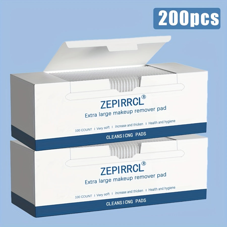 Extra-Large Dry Makeup Remover Pads in 100- or 200-Piece Boxes, 3-Layer 7 x 6 cm Cleansing Squares