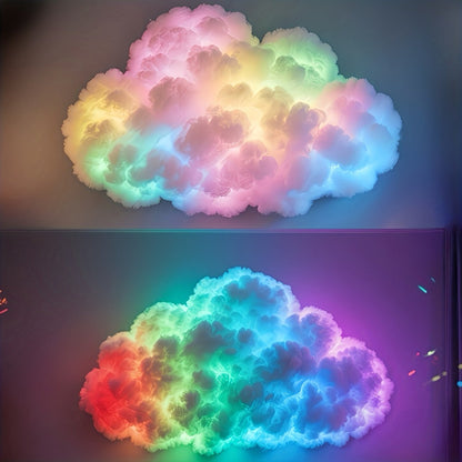 Cloud-Shaped Wall Light Kit with 140cm Color Light String, Cloud Material and Adhesive Pieces