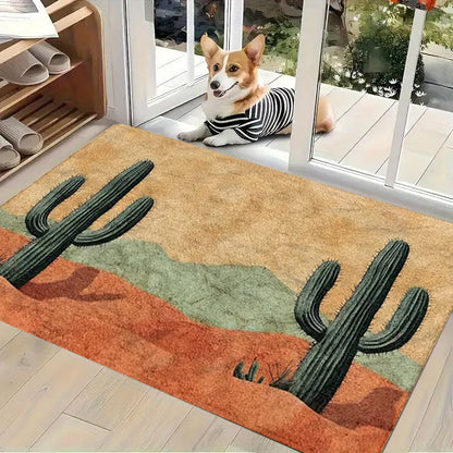 Desert Cactus Print Rectangular Doormat in 40 x 60, 50 x 80 or 45 x 120cm Size Options Pictured