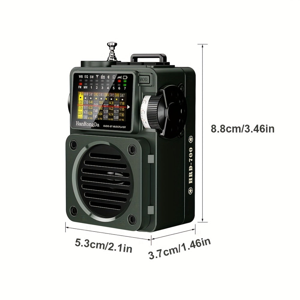 Shortwave Radio Bluetooth Speaker HRD-700 with FM MW SW WB NOAA Weather Alerts, MicroSD, ATS Presets, Rechargeable Retro Portable Radio for Camping Emergency Home Use