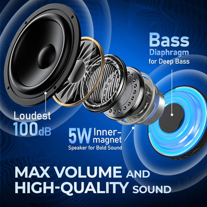 5-in-1 Wireless Bluetooth Speaker with Phone Holder & Earbuds, HD Stereo Sound, Colorful Ambient RGB Light, Universal Tablet & Phone Stand, Wireless Earbuds Included, Ideal for Work Travel Home Office
