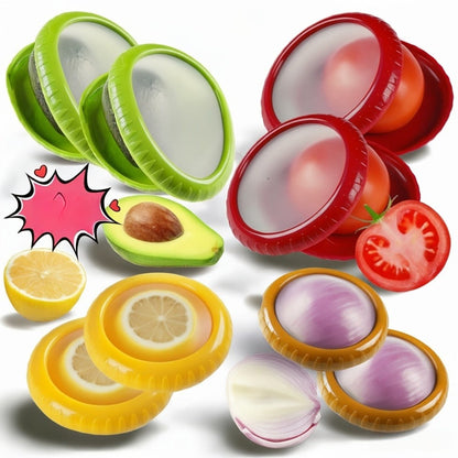 Food Storage Containers Six- or Eight-Piece Silicone Produce Saver Set for Refrigerator and Dishwasher Use