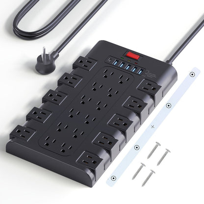 Surge Protector Power Strip 28-in-1 with 22 AC Outlets, 5 USB-A, 1 USB-C, 2100J Rating and 5 to 13 ft Cord Options
