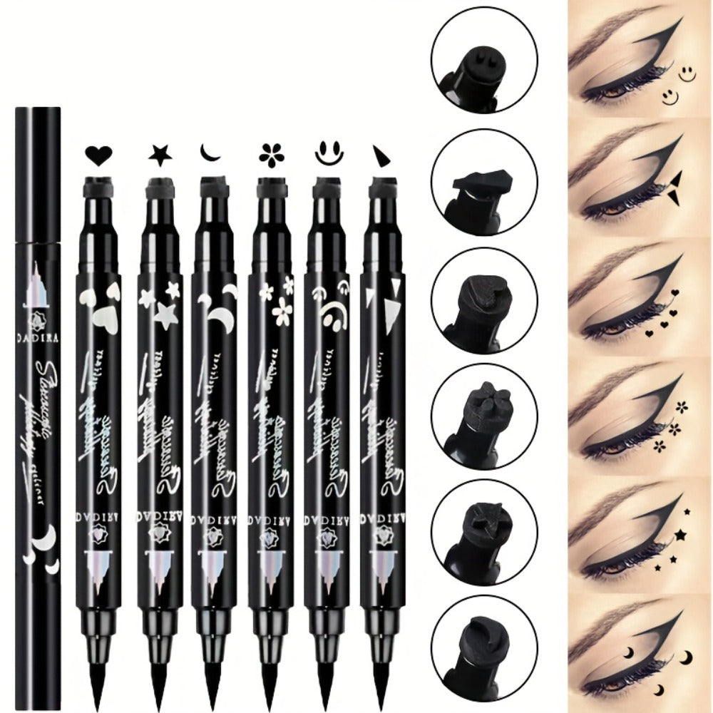 Waterproof Eyeliner Pen Set 6pcs Double-Ended Liquid Eyeliner Kit – Smudge-Proof, Oil-Proof, Long-Lasting Precision Eye Liner Pencil for Women, All-Day Wear, Cat Eye, Holiday Makeup Gift Set
