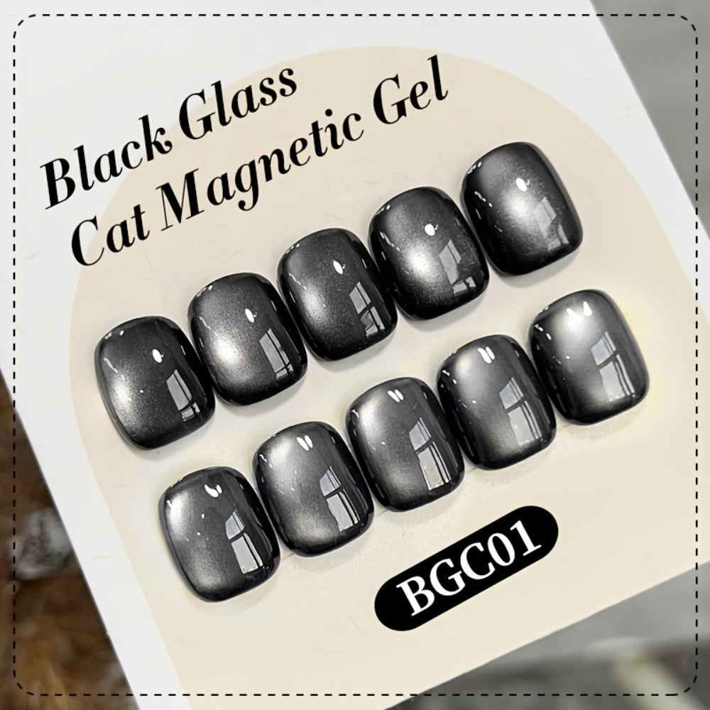 Gel Nail Polish in 10ml Black Magnetic Cat-Eye with Glass-Bead Shimmer, BGC01 or MY49 for Shimmer Art