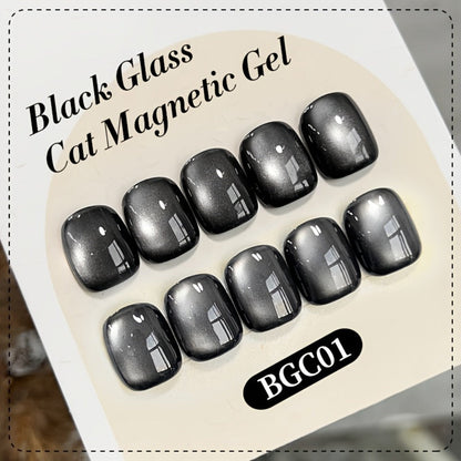 Gel Nail Polish in 10ml Black Magnetic Cat-Eye with Glass-Bead Shimmer, BGC01 or MY49 for Shimmer Art