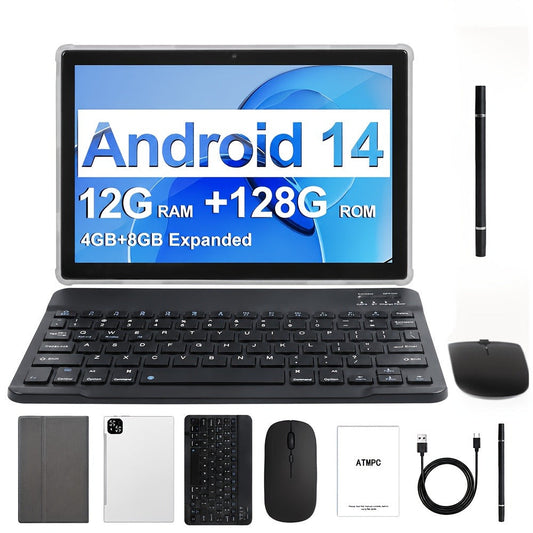 Android Tablet 10.1-Inch 2-in-1 with Android 14, Octa-Core CPU, WiFi 6 and 128GB Internal Storage