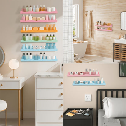 Iridescent Acrylic Wall Display Shelves in Two- or Four-Piece Sets with Pink and Multicolor Options