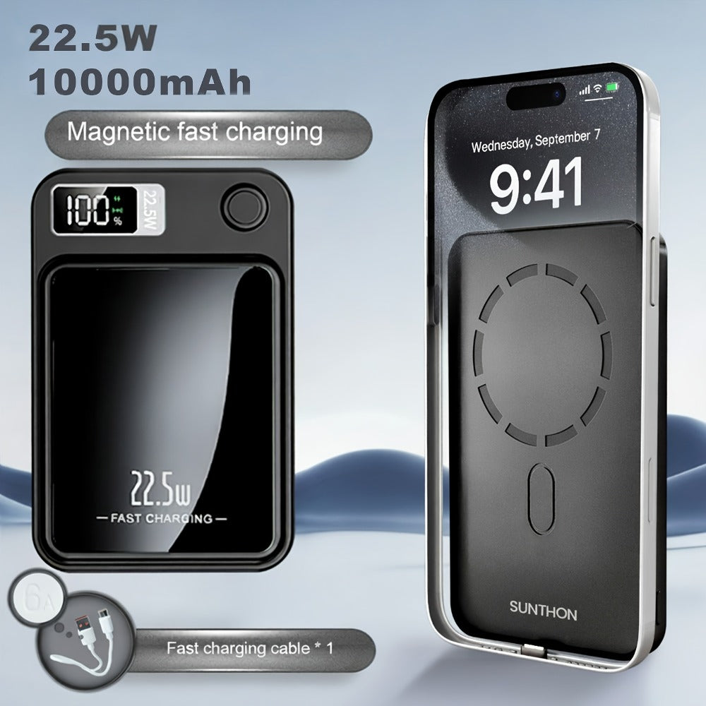 Magnetic Wireless Power Bank with 5000mAh and 10000mAh Labels, Flip Display and Four Color Options