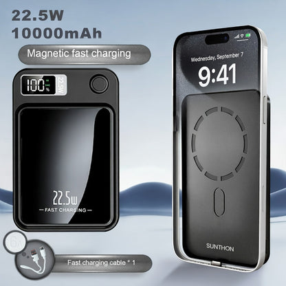 Magnetic Wireless Power Bank with 5000mAh and 10000mAh Labels, Flip Display and Four Color Options